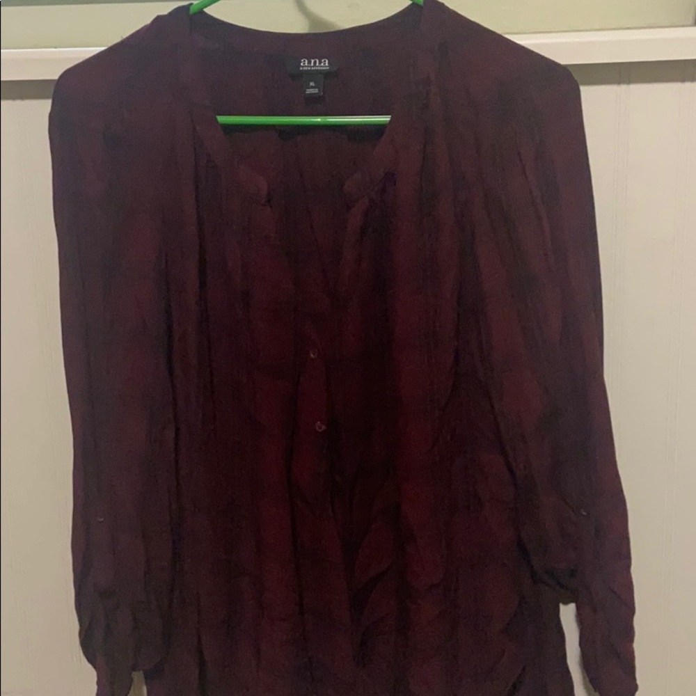 Dark red and black hi-lo button up flannel